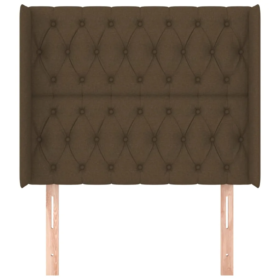 Tête de lit avec oreilles Marron foncé 93x16x118/128 cm Tissu - 3