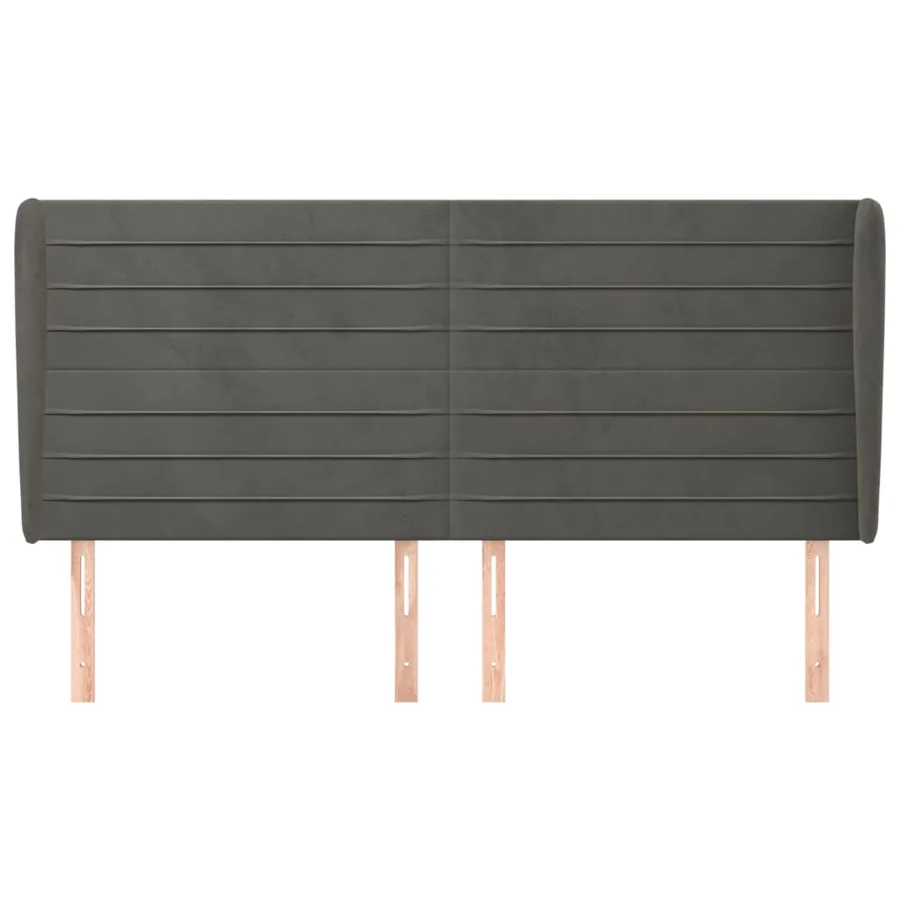 Tête de lit avec oreilles Gris foncé 163x23x118/128 cm Velours - 3