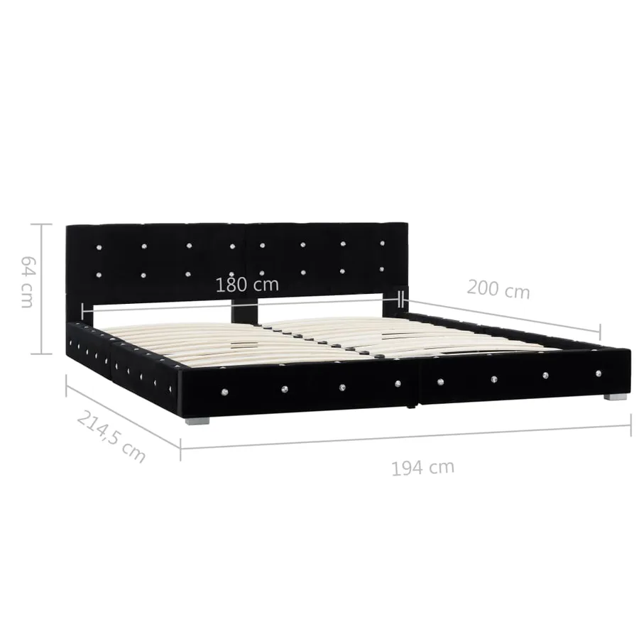 Lit avec matelas Noir Velours 180x200 cm - 12