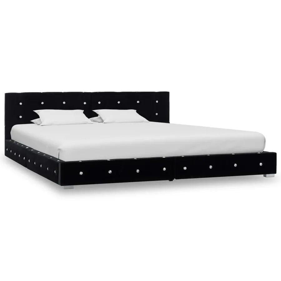 Lit avec matelas Noir Velours 180x200 cm - 2