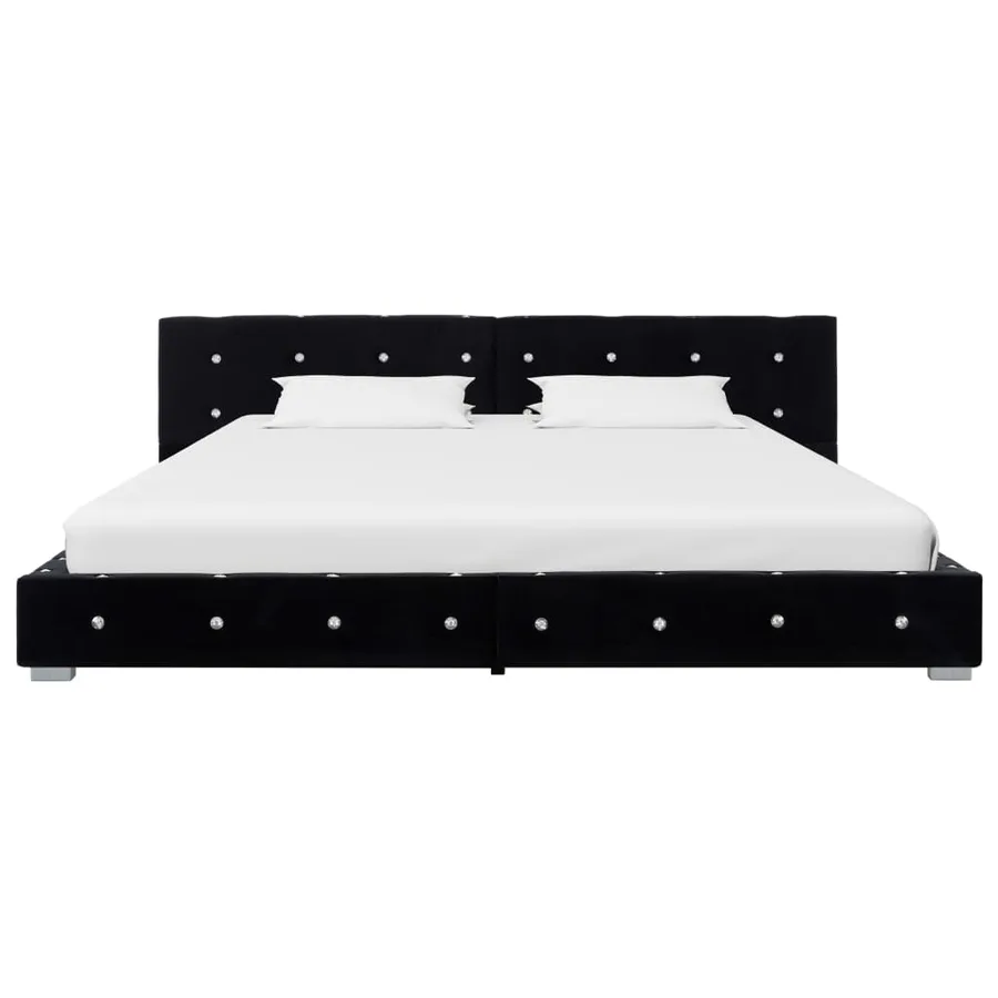 Lit avec matelas Noir Velours 180x200 cm - 3