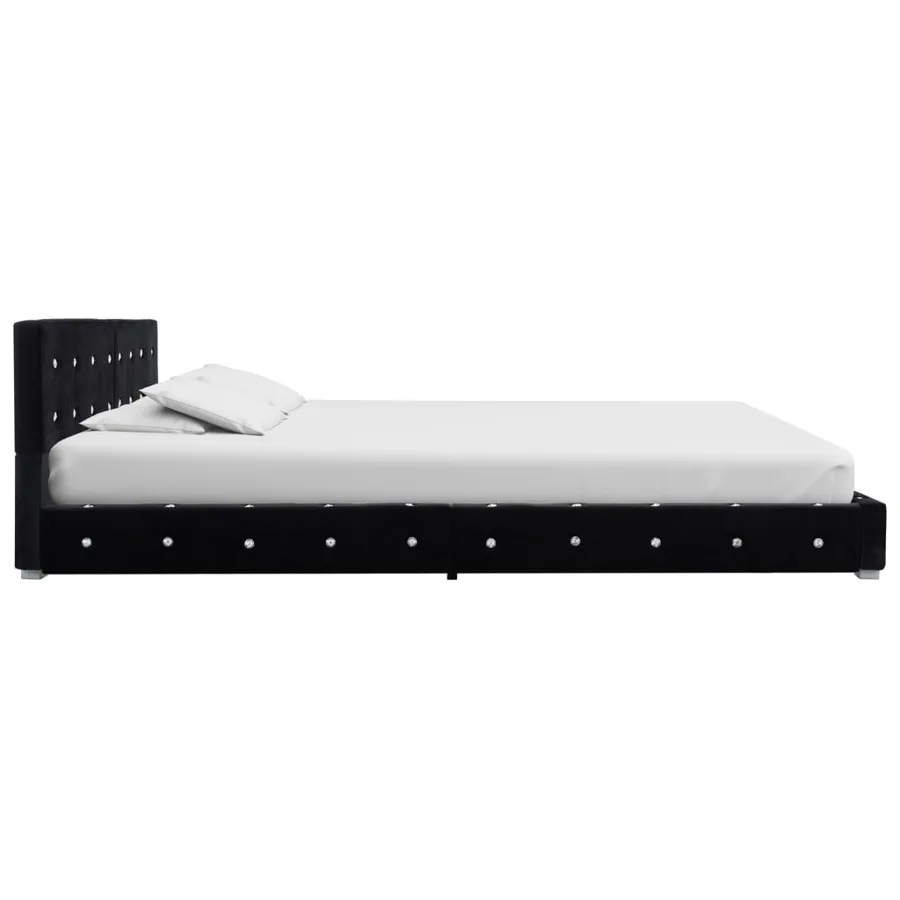 Lit avec matelas Noir Velours 180x200 cm - 4