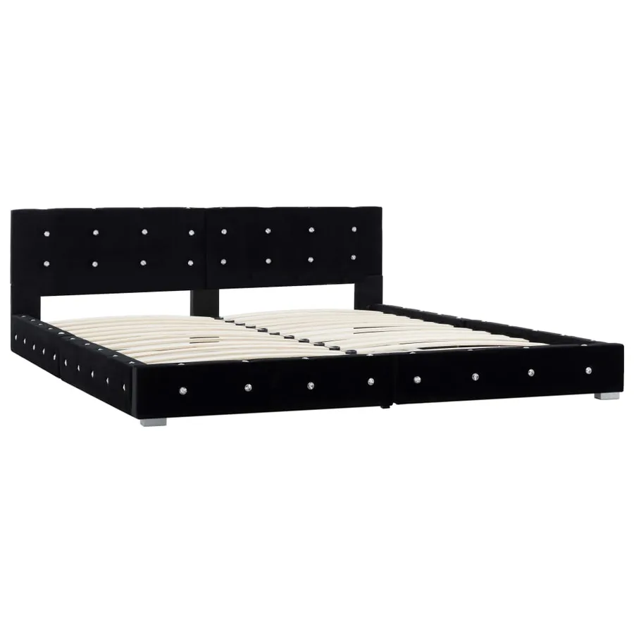 Lit avec matelas Noir Velours 180x200 cm - 5