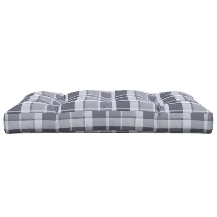 Coussin de palette motif à carreaux gris 120x80x12 cm tissu - 4