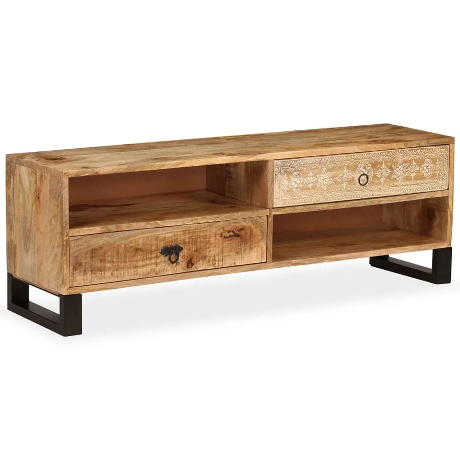 Meuble TV Bois massif de manguier 120 x 30 x 40 cm - 10