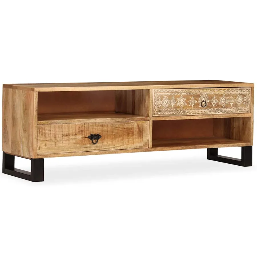 Meuble TV Bois massif de manguier 120 x 30 x 40 cm - 11