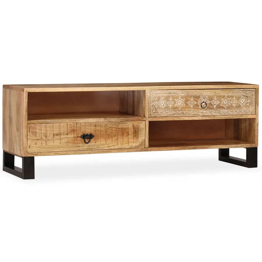 Meuble TV Bois massif de manguier 120 x 30 x 40 cm - 12