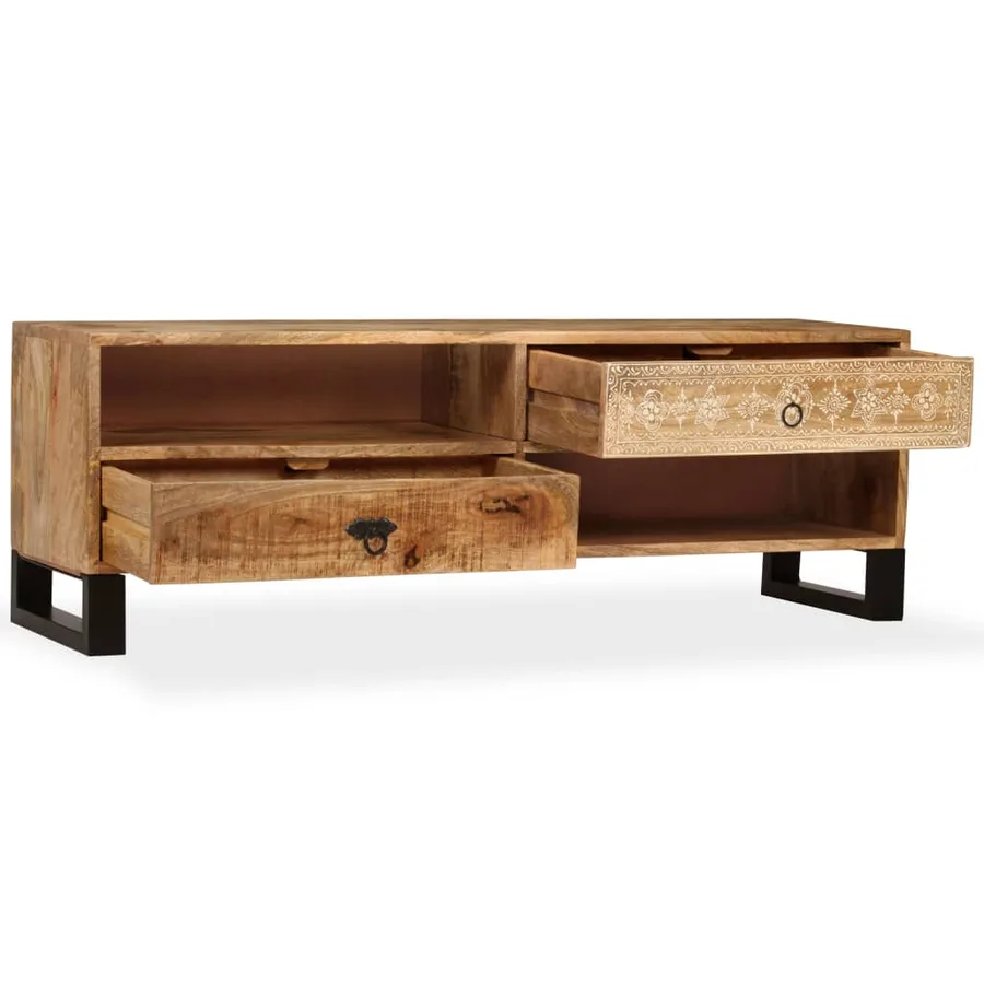Meuble TV Bois massif de manguier 120 x 30 x 40 cm - 4