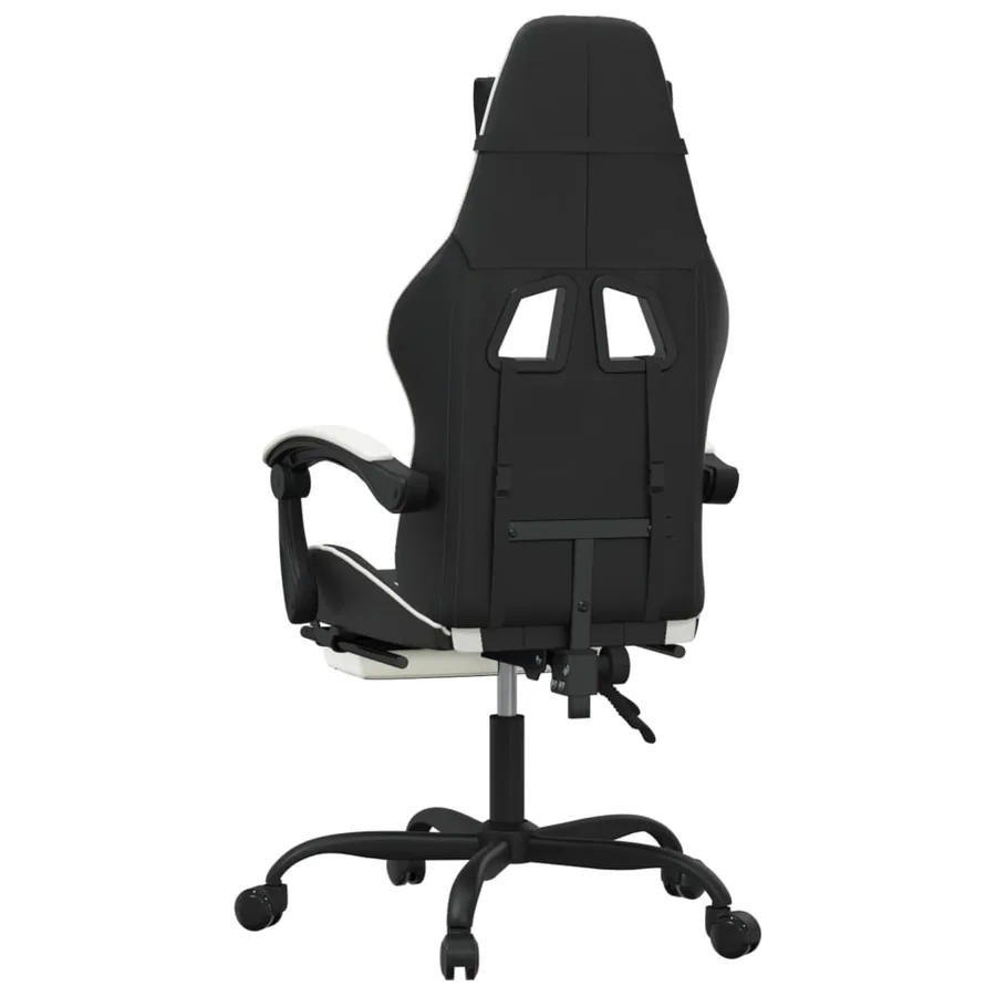 Chaise de jeu pivotante et repose-pied Noir et blanc Similicuir - 5