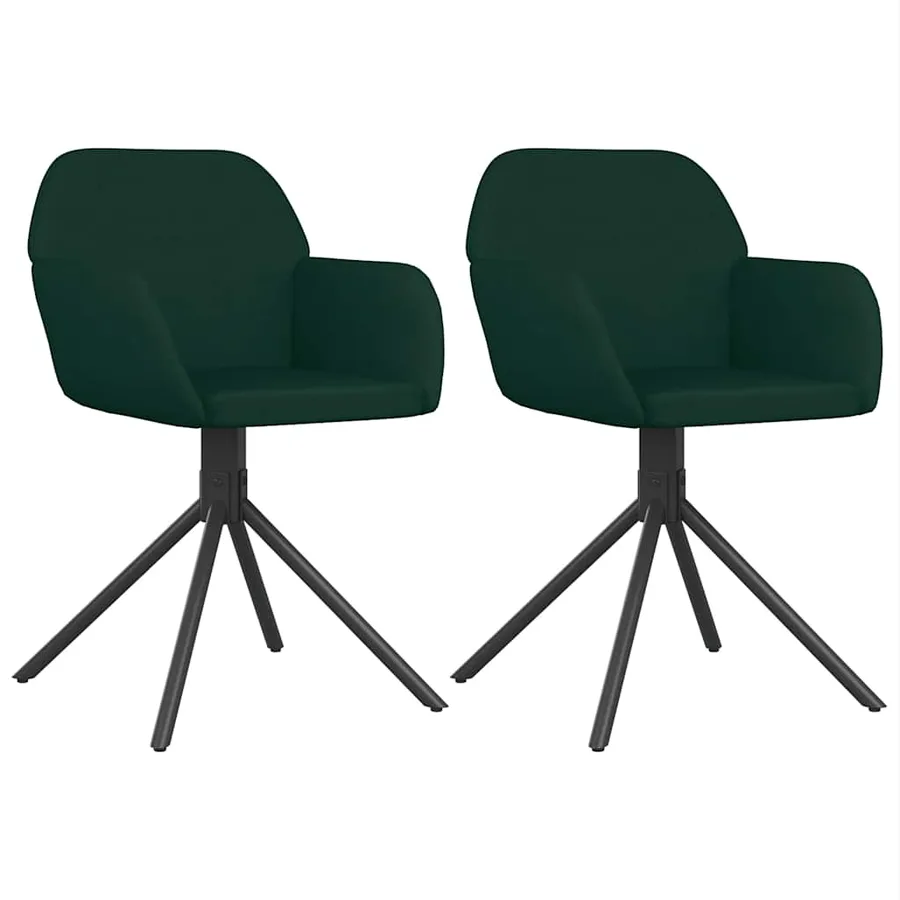 Chaises pivotantes à manger lot de 2 Vert foncé Velours - 2