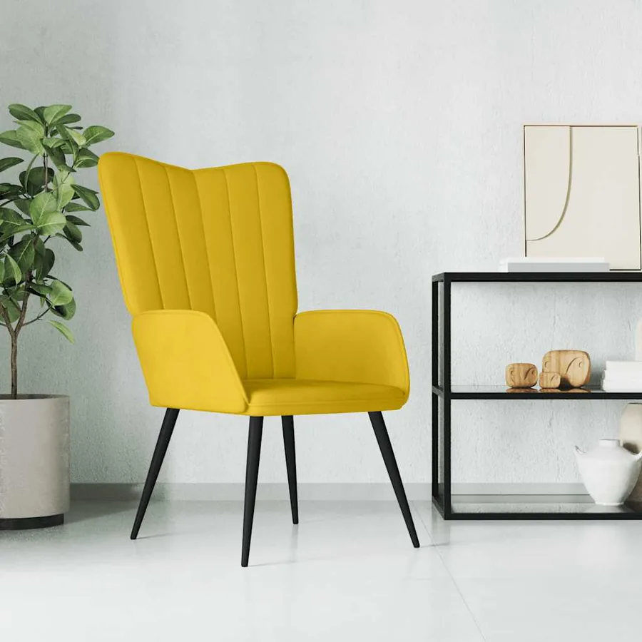 Chaise de relaxation Jaune moutarde Velours