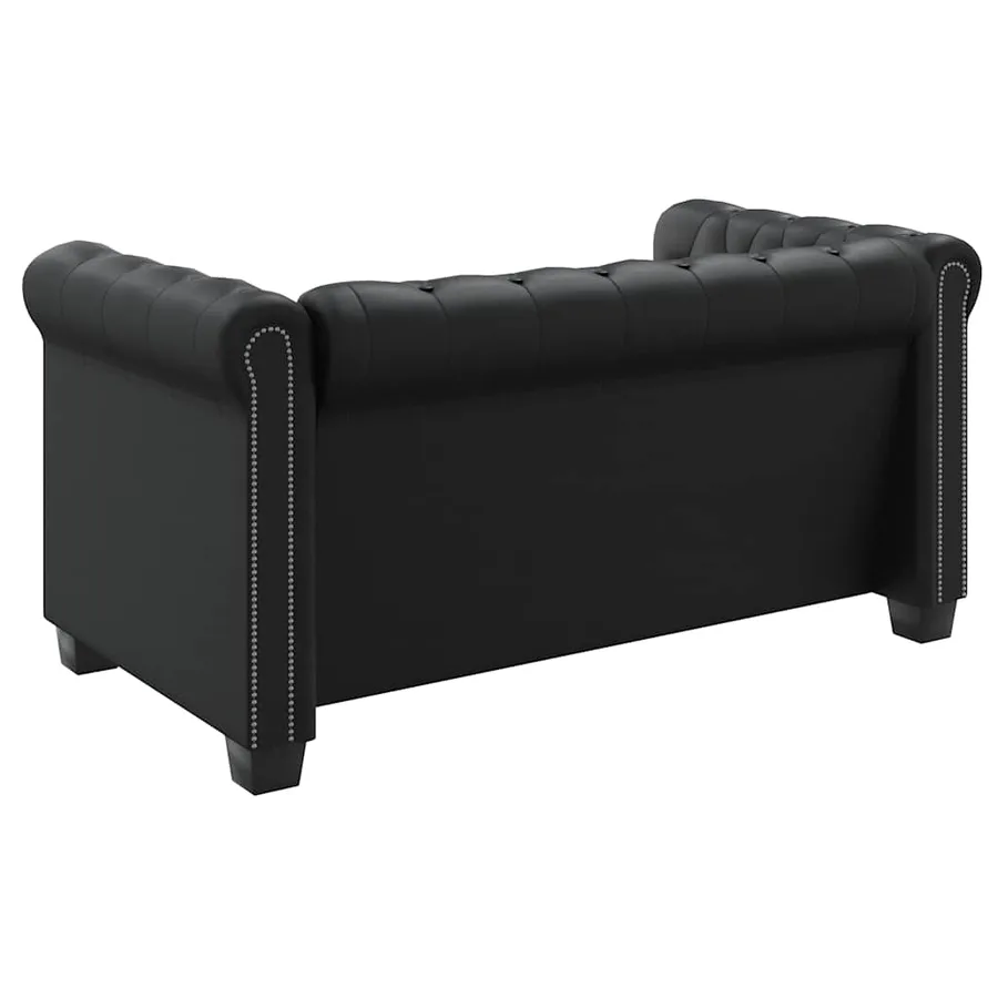 Canapé Chesterfield à 2 places cuir synthétique noir - 5