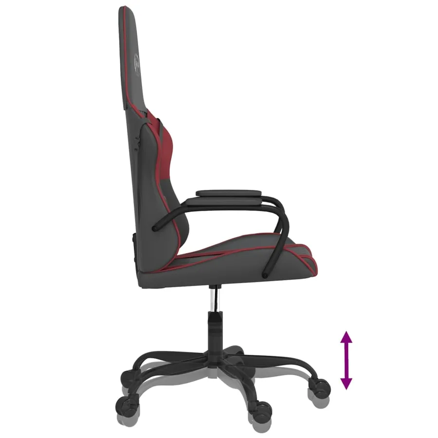 Chaise de jeu Noir et rouge bordeaux Similicuir - 7