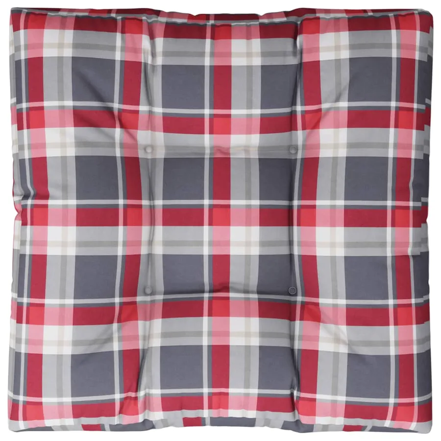 Coussin de palette motif à carreaux rouge 80x80x12 cm tissu - 6