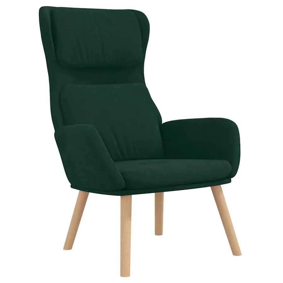 Chaise de relaxation avec tabouret Vert foncé Velours - 4