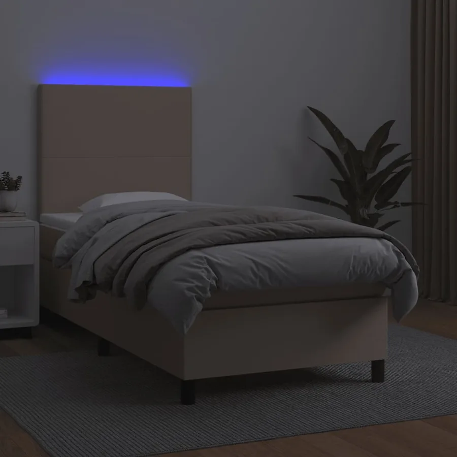 Sommier à lattes de lit avec matelas et LED Cappuccino 90x200cm - 4