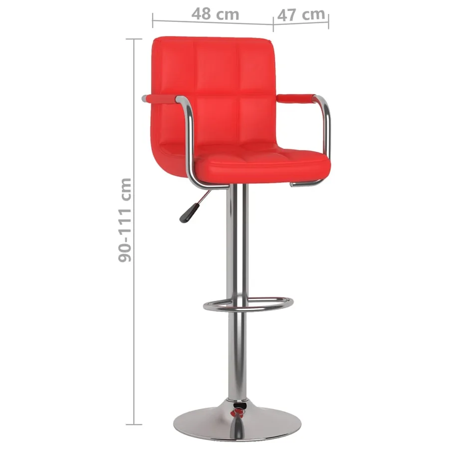 Tabourets de bar lot de 2 rouge similicuir - 10