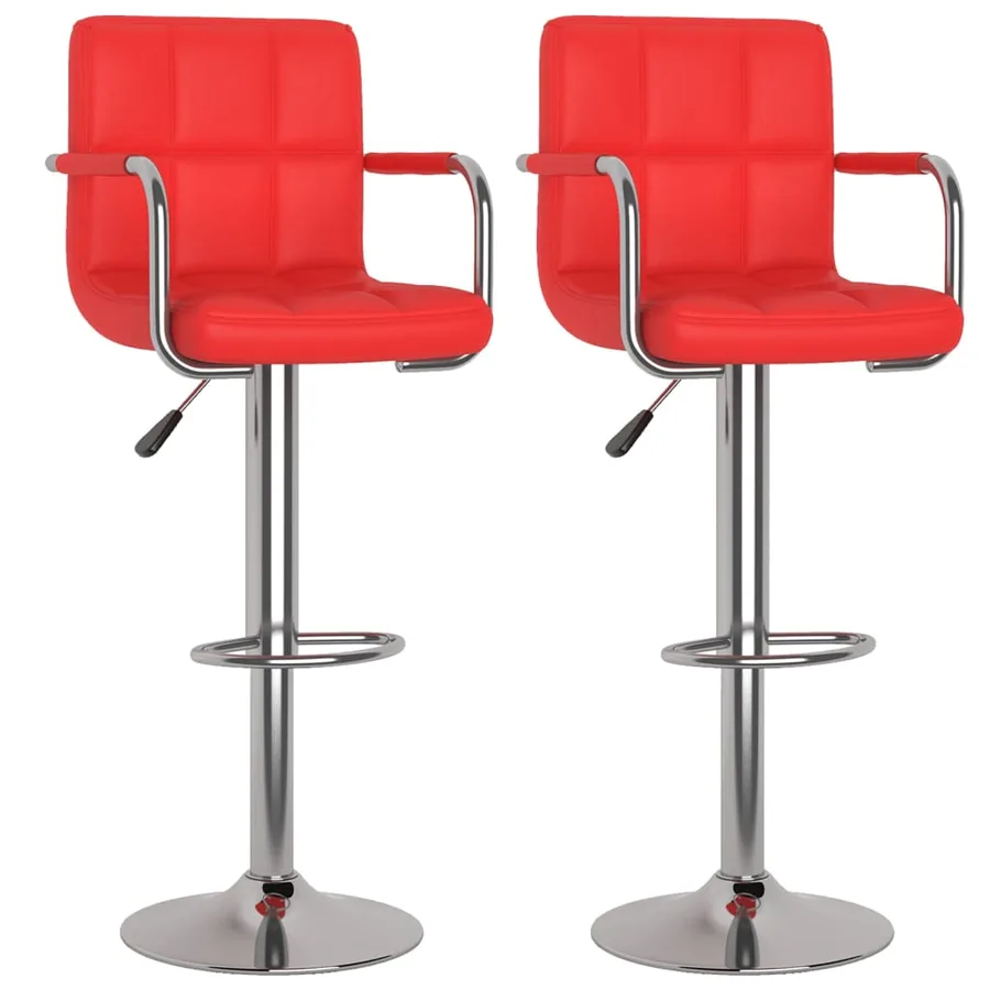 Tabourets de bar lot de 2 rouge similicuir - 2