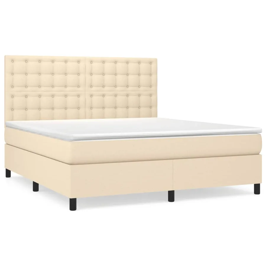 Sommier à lattes de lit avec matelas Crème 180x200 cm Tissu - 2