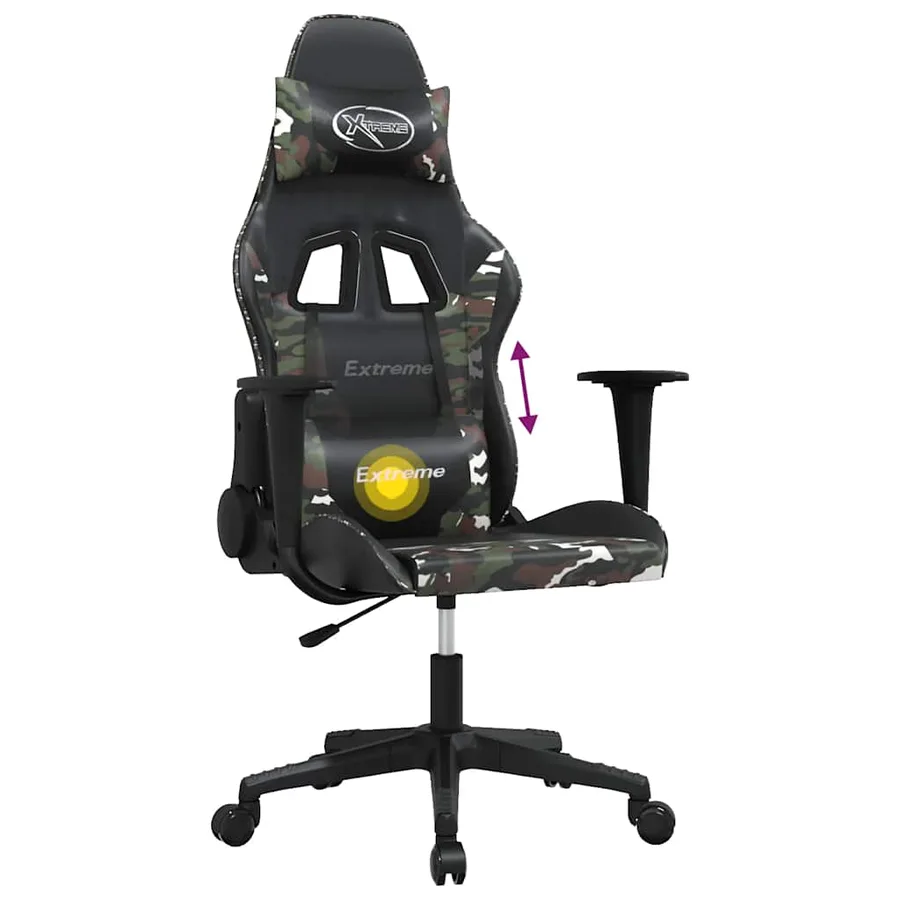Chaise de jeu de massage Noir et camouflage Similicuir - 5