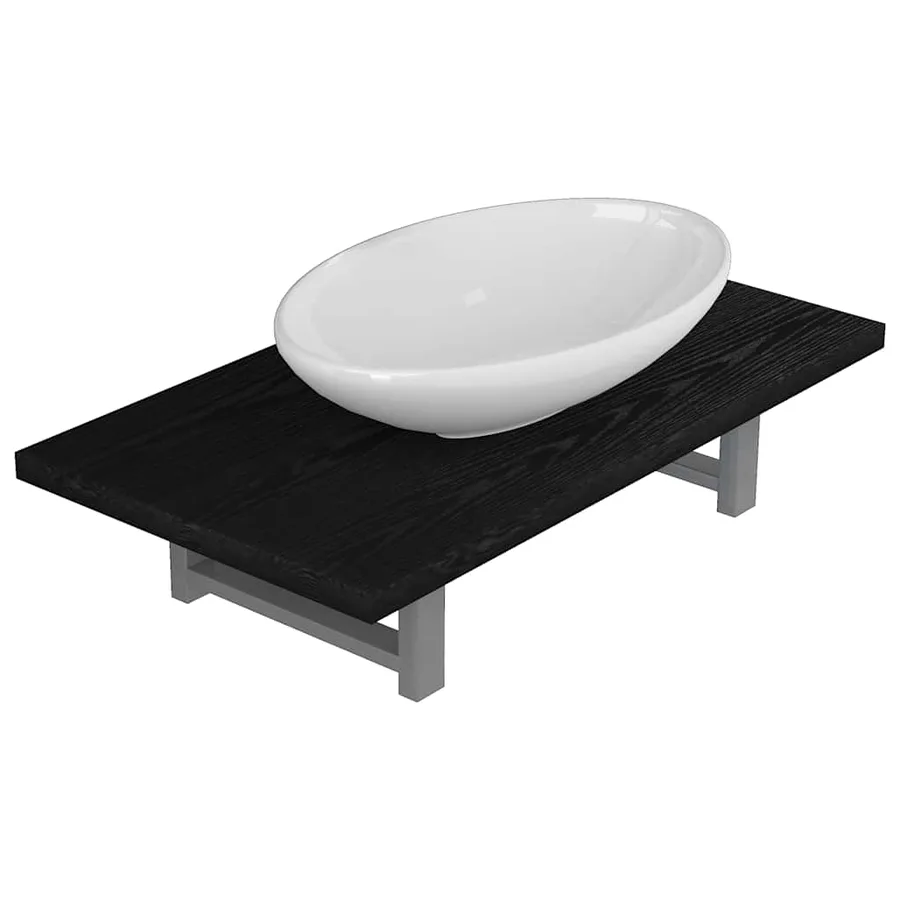 Meuble de salle de bain en deux pièces Céramique Noir - 2