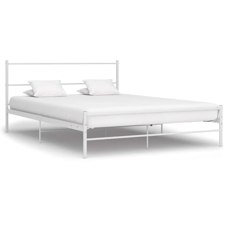 Cadre de lit sans matelas blanc métal 120x200 cm