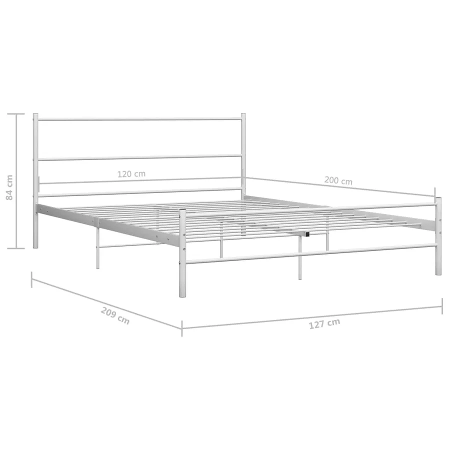 Cadre de lit sans matelas blanc métal 120x200 cm - 7