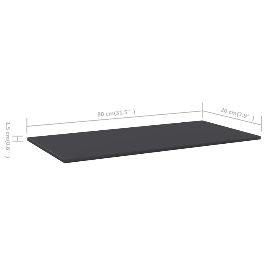 Panneaux de bibliothèque 8 pcs Gris 80x20x1,5 cm Aggloméré - 5