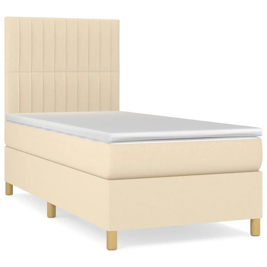 Sommier à lattes de lit avec matelas Crème 80x200 cm Tissu - 2