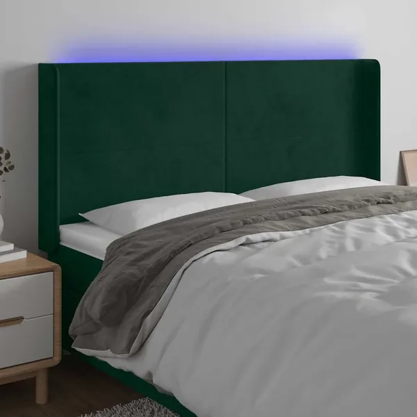 Tête de lit à LED Vert foncé 183x16x118/128 cm Velours