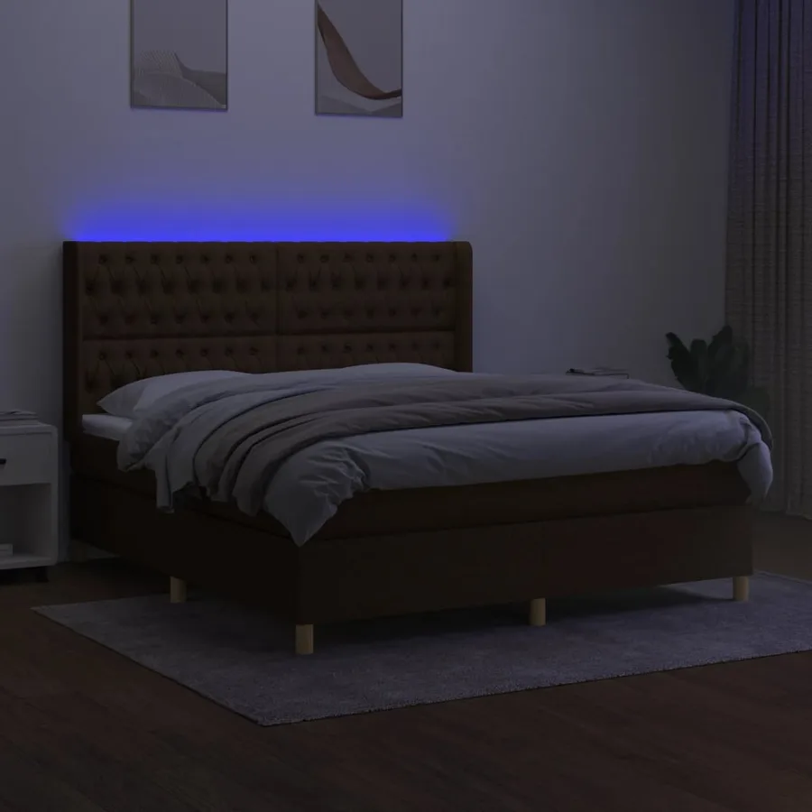 Sommier à lattes de lit matelas et LED Marron foncé 180x200cm - 3