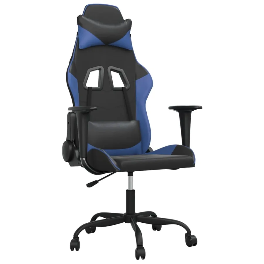 Chaise de jeu de massage Noir et bleu Similicuir - 2