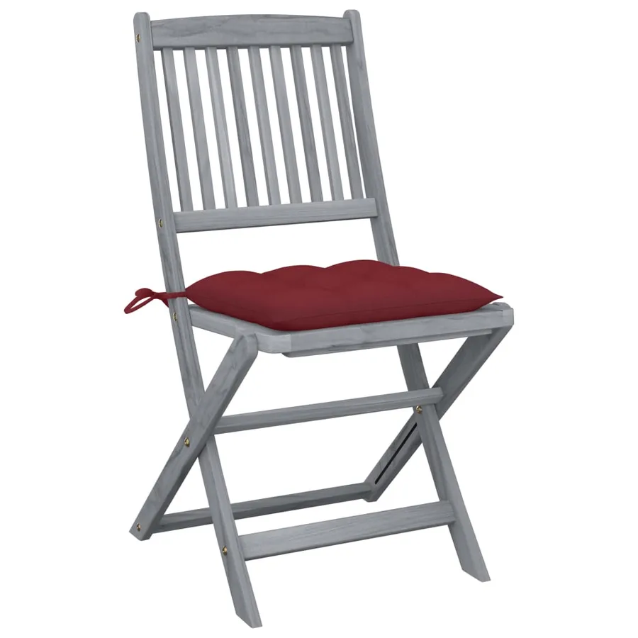 Chaises pliables d'extérieur lot de 2 et coussins Bois d'acacia - 2