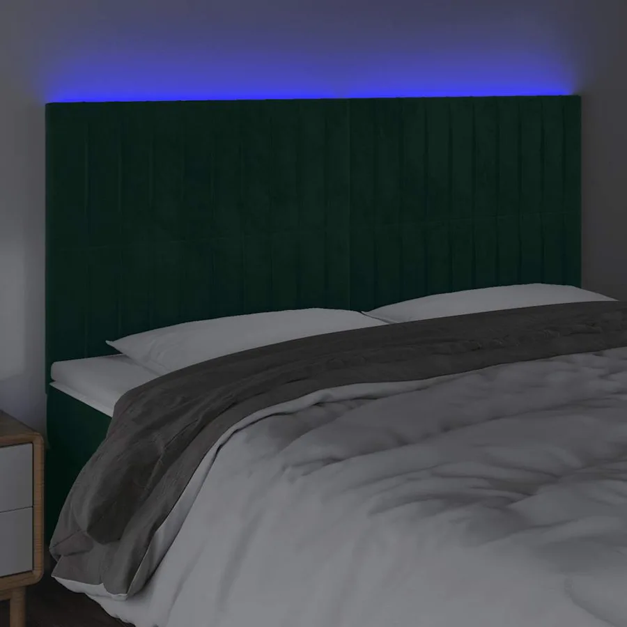 Tête de lit à LED Vert foncé 200x5x118/128 cm Velours - 4