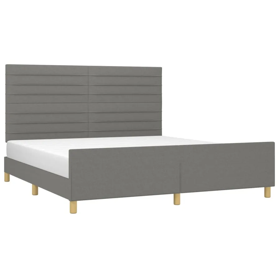 Cadre de lit sans matelas gris foncé 180x200 cm tissu - 3