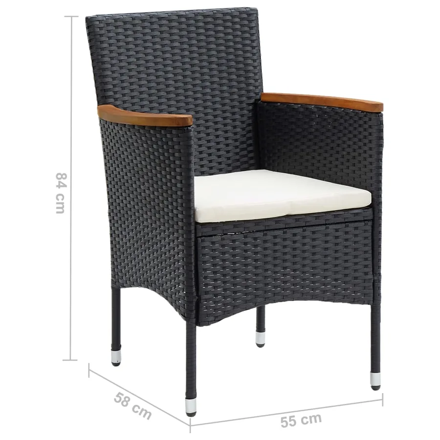 Ensemble à manger de jardin 9 pcs Noir - 18