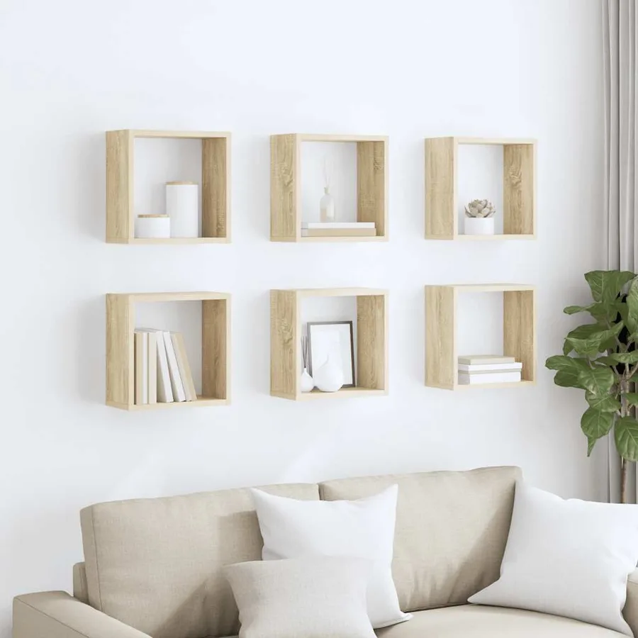 Étagères cube murales 6 pcs Chêne sonoma 30x15x30 cm - 3
