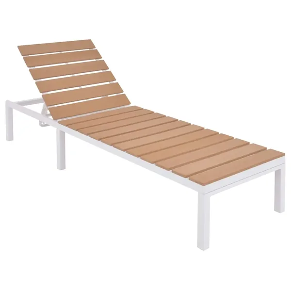 Chaise longue Aluminium et WPC Marron