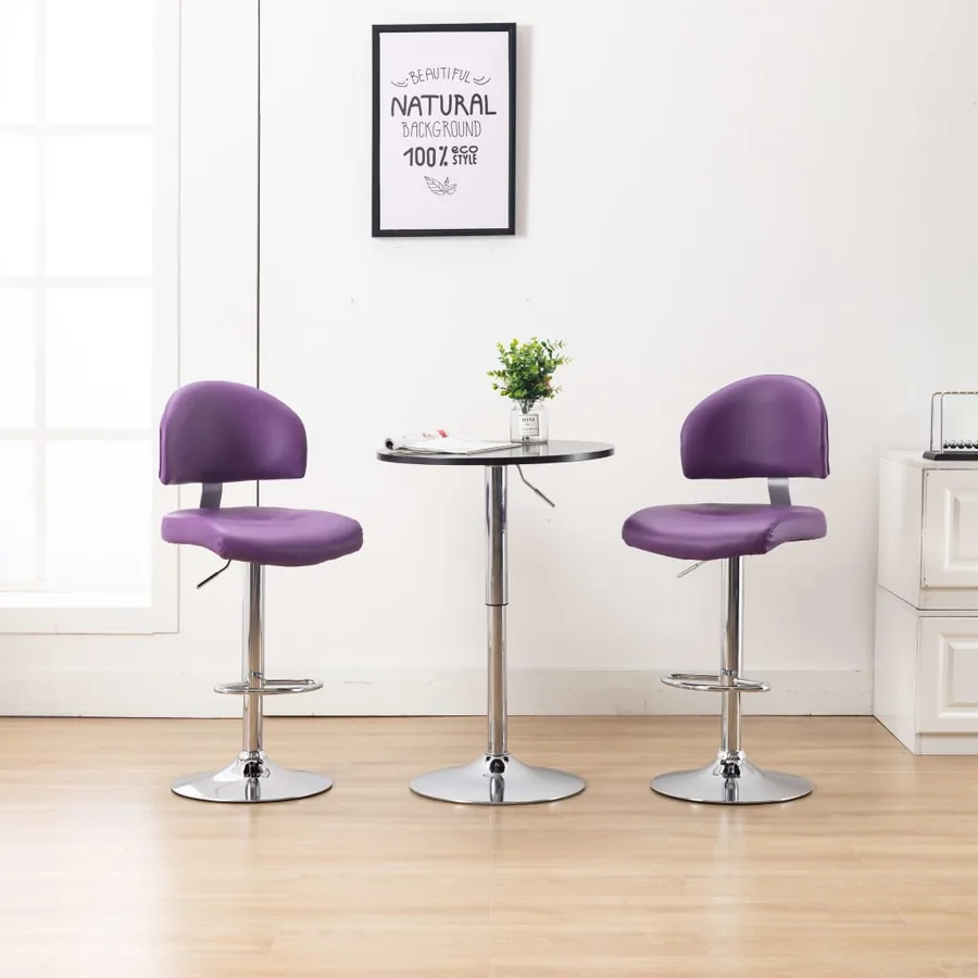 Tabourets de bar lot de 2 violet similicuir