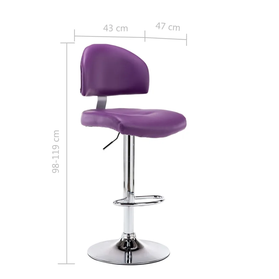 Tabourets de bar lot de 2 violet similicuir - 9