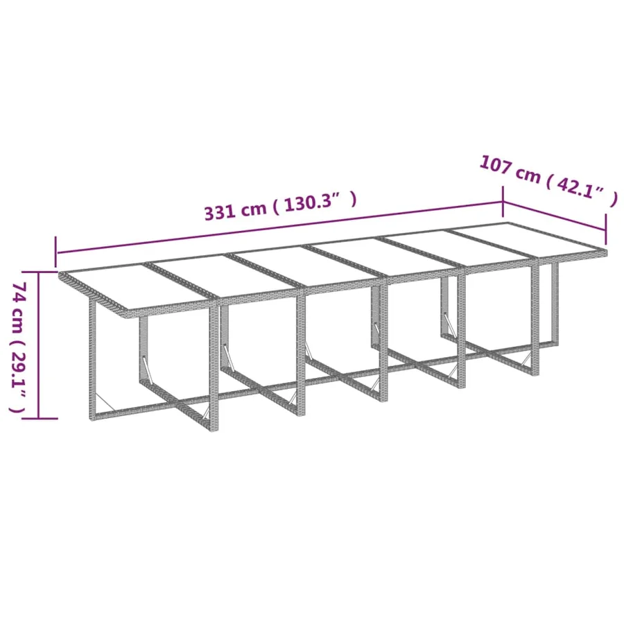 Ensemble à manger de jardin avec coussins 13 pcs Résine tressée - 10