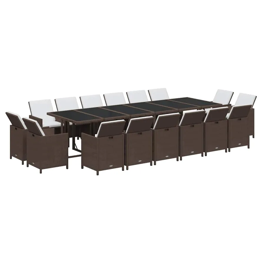 Ensemble à manger de jardin avec coussins 13 pcs Résine tressée - 3