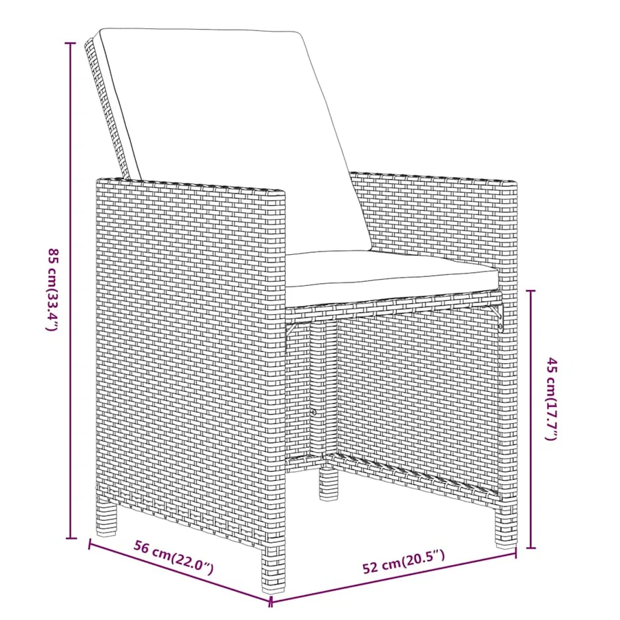 Ensemble à manger de jardin avec coussins 13 pcs Résine tressée - 9