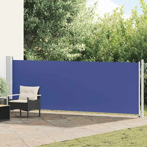 Auvent latéral rétractable de patio 140x600 cm bleu