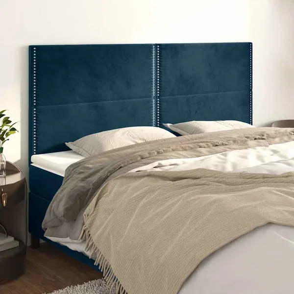 Tête de lit Bleu foncé 160 x 5 x 118/128 cm Velours
