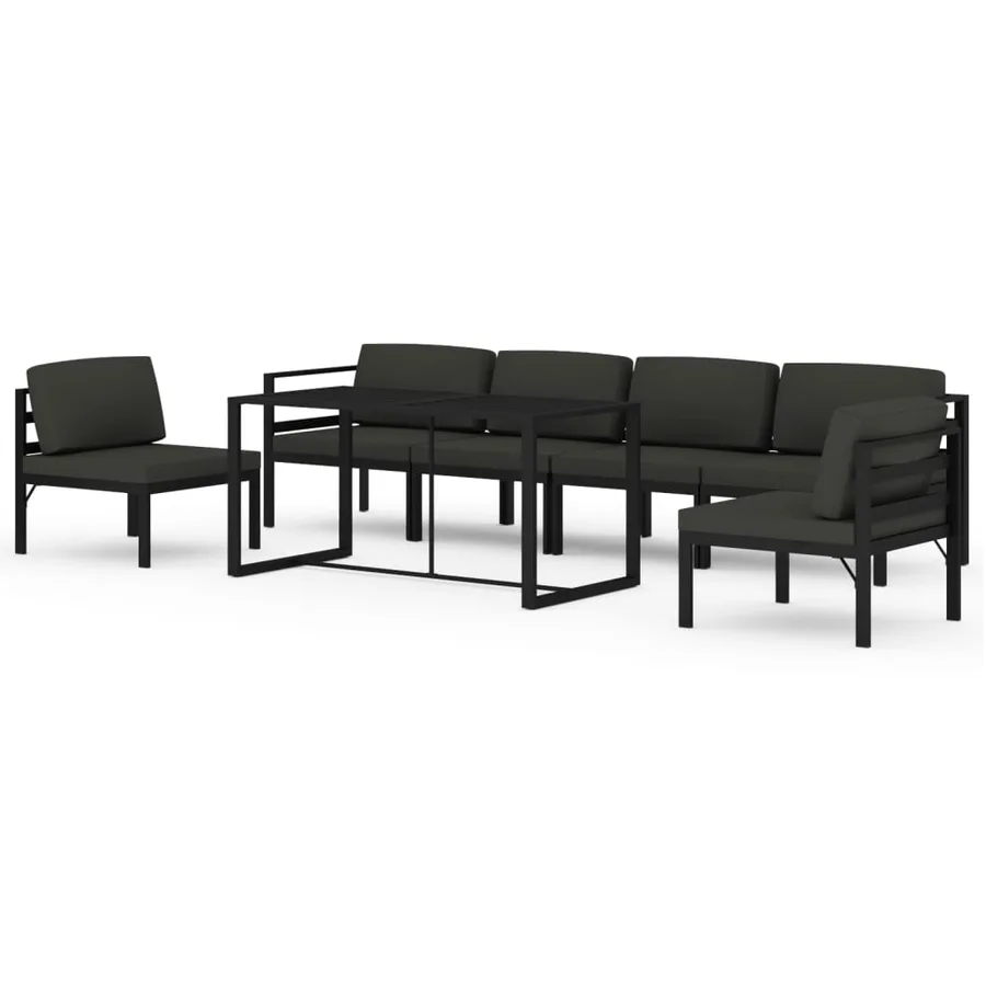 Salon de jardin 7 pcs avec coussins Aluminium Anthracite - 2