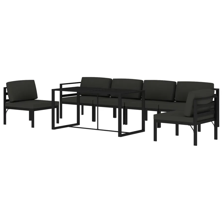 Salon de jardin 7 pcs avec coussins Aluminium Anthracite - 3