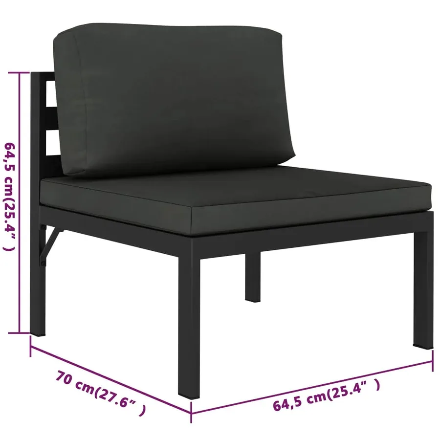 Salon de jardin 7 pcs avec coussins Aluminium Anthracite - 8
