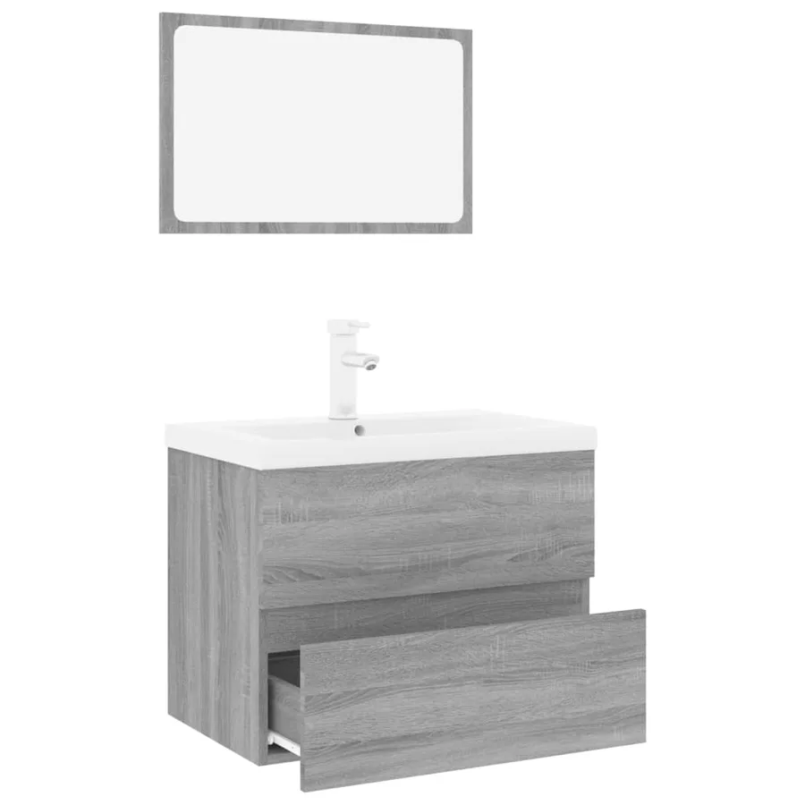 Meubles de salle de bain Sonoma gris Bois d'ingénierie - 3