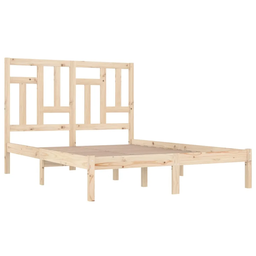 Cadre de lit sans matelas 135x190 cm bois massif - 4